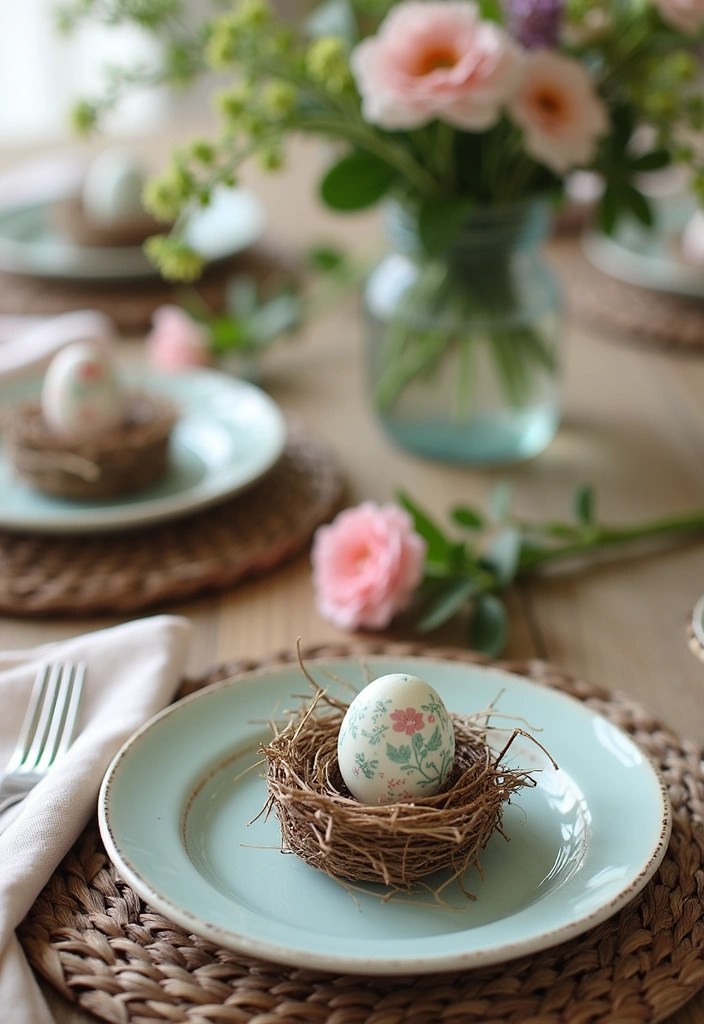 15 Easy Easter Table Decorations That'll Make Your Guests Say 'Wow!' - 6. Miniature Nest Table Settings